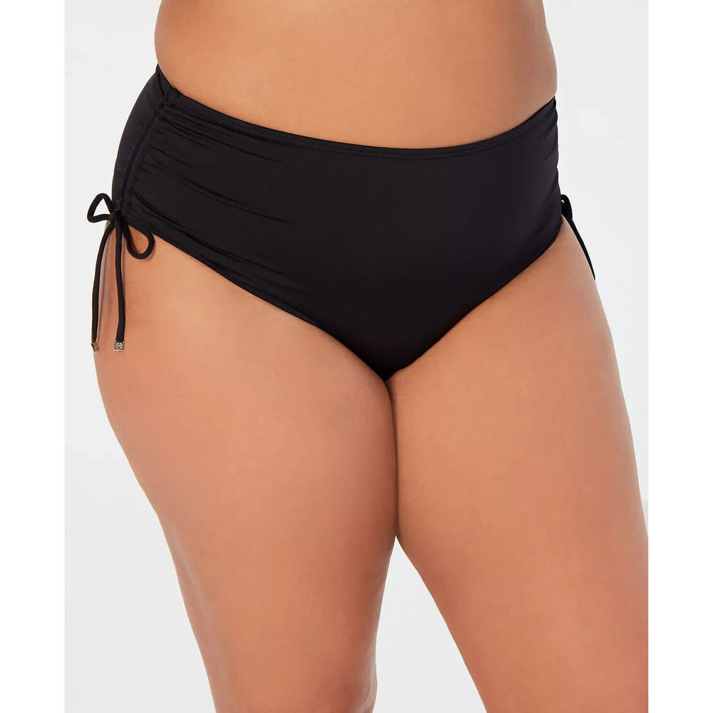 Michael Kors Plus Size Ruched Black Swim Bikini Bottom Swimsuit Size 16W 16 W